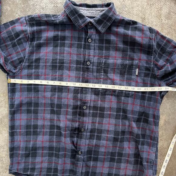 Eddie Bauer Men's XL Plaid Flannel Shirt Long Sleeve Button Down Gray Blue Red - Picture 5 of 6